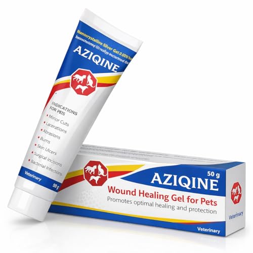 Image of Aziqine Animal Wound Healing Silver Gel 50g | Safe & Non-Toxic Wound Care for Dogs, Cats & All Pets | Hydrogel Dressing with Micro-Organism Control for Cuts, Lacerations, Acute & Chronic Wounds