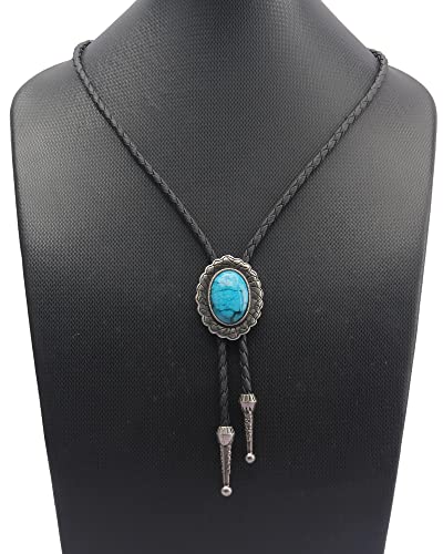Image of Jeilwiy Bolo Tie for Men Western Cowboy Tie Necklace Gold Bolo Tie Leather Necktie Halloween Tie Accessories for Women