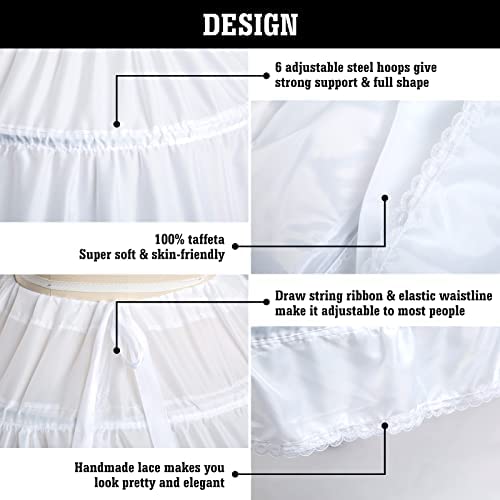 6 Hoops Petticoat, Lace up Crinoline Petticoats for Women, Fluffy Petticoat Skirt, Slips Long Petticoat Underskirt4