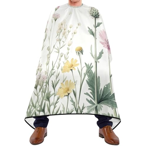 Kigai Hair Cutting Cape for Men & Women Wildflowers Waterproof Barber Cape Professional Hairdressing Salon Styling Cape with Adjustable Closure Snap