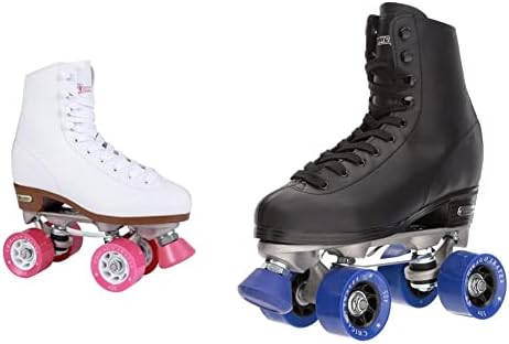 Chicago Women's and Girl's Classic Roller Skates - Premium White Quad Rink Skates & Skates Men's Classic Roller Skates - Premium Black Quad Rink Skates, Size 10 (CRS40510)