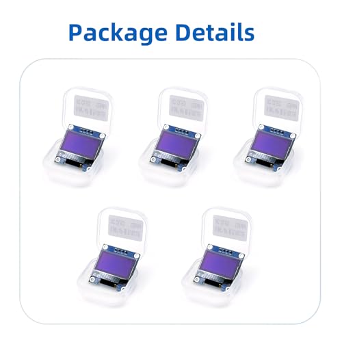 Image of 5 Pcs 0.96 Inch IIC I2C OLED Display Module, 128x64 Pixel SSD1306 Mini Self-Luminous OLED Screen Board Compatible with Arduino Raspberry Pi (White)