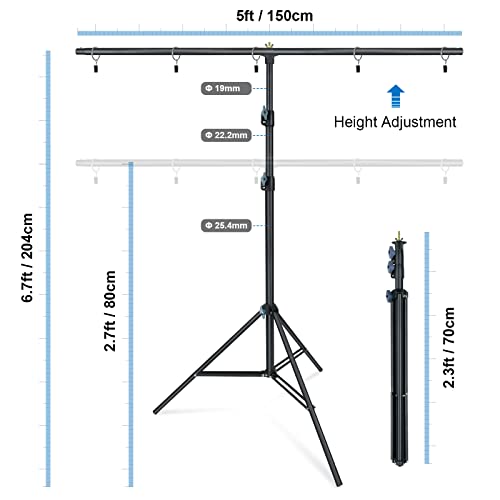 Linco Lincostore Zenith Portable T-Shape Background Backdrop Stand Kit 1.5X2M - 1.5M Wide (Fixed) And 2M High (Adjustable From 0.75M To 2M High)- Lightweight Only 4 Lbs Easy To Carry And Storage #TOP2