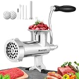 Huanyu - Picadora de carne manual para picadora de carne de acero inoxidable y máquina para embutidos de carne manual y cortador de verduras, lavable en lavavajillas, picadora de carne, talla 10