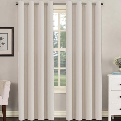 Image of H.VERSAILTEX Blackout Curtain for Living Room Thermal Insulated Window Treatment Curtain Extra Long 96 inch Length Energy Saving Grommet Top Blackout Drape, One Panel, Natural, 52 inch W x 96 inch L