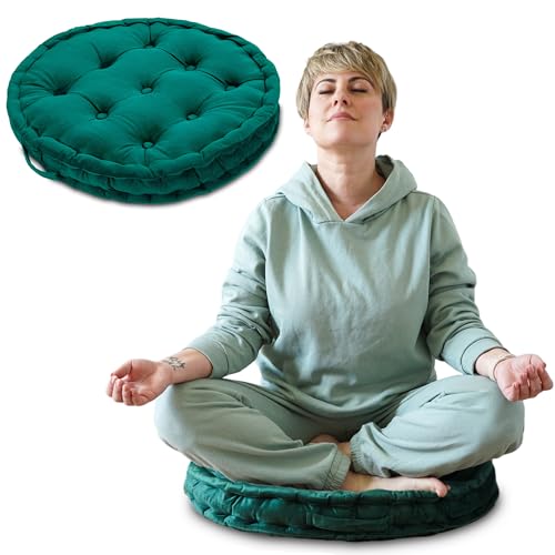 Amazinggirl Cojin meditacion y Yoga zafu - Cojín de Suelo Redondo Soporte ergonómico Ideal para Postura relajación Ejercicios Bienestar Uso Interior y Exterior cjoines meditación