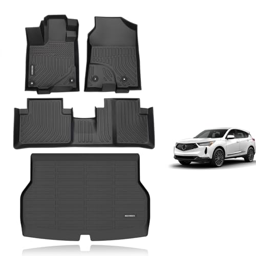 KELCSEECS® Floor Mats & Cargo Liner Custom for Acura RDX 2013 2014 2015,All Weather Protection TPE Floor Liners Front& Rear Row Full Set RDX Accessories Black Black 6) For 2013-2015 RDX Full Set