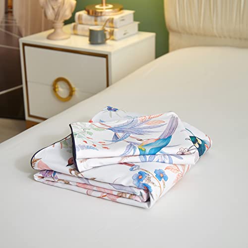 Eavd Garden Botanical Floral Duvet Cover Queen Soft Microfiber Chic Shabby Floral Cute Birds Pattern Bedding Set With 2 Pillowcases Vintage Style Floral Bedding Set For All Seasons #TOP6