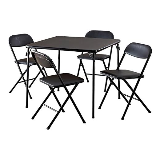 Mainstays 5 Piece Card Table and Chair Set, Black