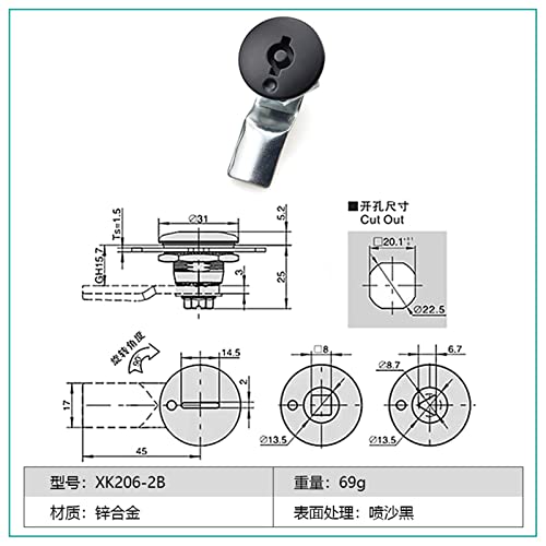 Serrure triangle KmoNo E5-1 en alliage de zinc pour boîte de distribution