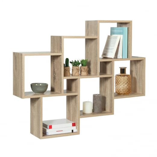 IDMarket - Etagère murale double position LUCAS bois façon hêtre