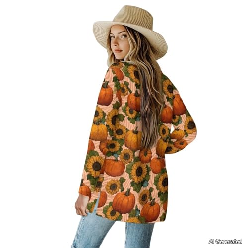 Image of Women's Lightweight Cardigans with Pockets Trendy Long Sleeve Open Front Cardigan Casual Tops Jackets Fall Oufits S-2XL