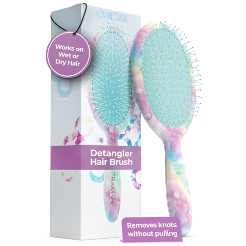 FRAMAR Purple Hair Brush Detangler Detangling Hairbrush For Women Wet Hair Brush For Girls Hair Detangler Brush Wet Hairbrush Hairbrushes Reduces Frizz Tie Dye