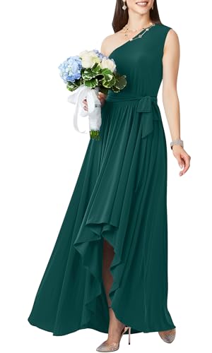 Image of KOH KOH Womens One Shoulder Cocktail Bridesmaid Wedding Guest Maxi Dress