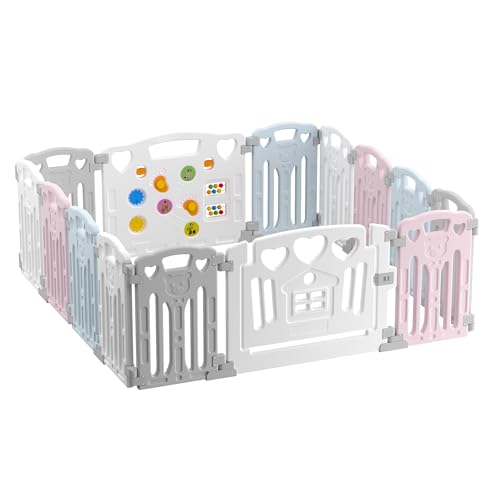 Baby Playpen Kids Activity Centre Safety Play Yard Home Indoor Outdoor New Pen (multicolour) (White) (Macarons Classic Set 14 Panel)