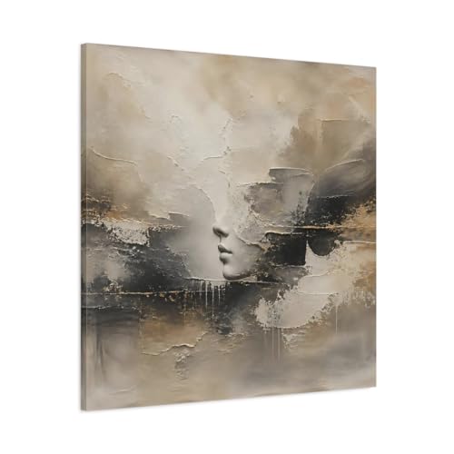 Impression sur toile lèvres abstraites beige noir 80x80 cm pour décoration murale