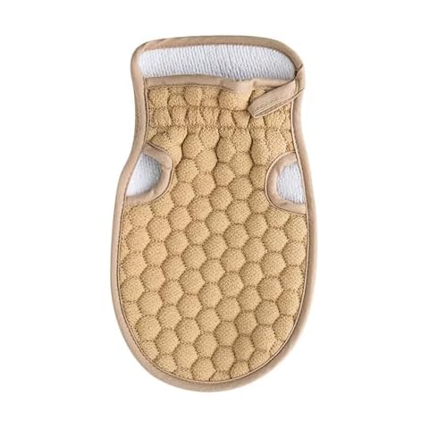 Malarocoby Exfoliating Bath Gloves Exposed Finger for Bath Shower Gloves Massage Back Mud Scrubbing Stain Removing Honeycomb Bath Gloves Cover