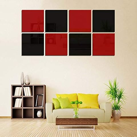 Espejos de pared autoadhesivos Betinyar 8 piezas de 20 cm acrílico extraíble (Rojo, Negro) Cover