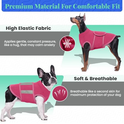 Image of MIGOHI Dog Anxiety Relief Coat,Comfort Anxiety Vest for Dogs,Adjustable Anxiety Calming Wrap for Fireworks,Travel, Separation, Dog Anxiety Jacket for Small Dogs,S,Rosered