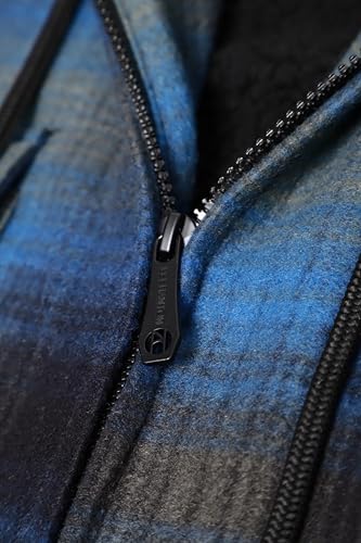 Image of TanBridge Men's Cotton Plaid Shirts Jacket Full Zip Fleece Flannel Sherpa Lined Hoodies Heavyweight Hoodies Jacket for Men