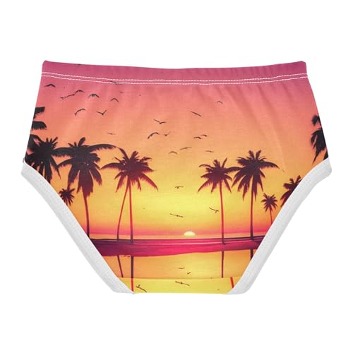 Designer Girls Underwear Toddlers 2t Cotton Little Girl Panties Tropical Sunset Palm Trees Shore Briefs Girls Undies2
