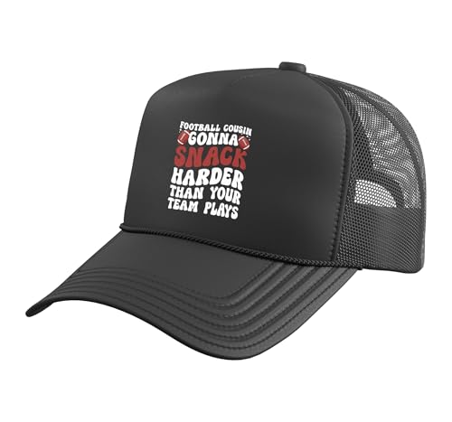 Groovy Football Cousin of A Football Player Cousin Trucker Hat with Adjustable Mesh Back, Black