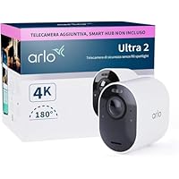Arlo Ultra 2 Telecamera WiFi Esterno Senza Fili, Telecamera WiFi Interno, 4K UHD, Sirena Allarme...