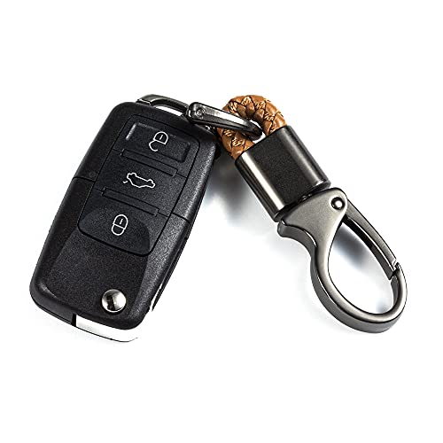 Image of Car Keychain Accessories Leather Holder Keyfob Sturdy Metal Carabiner Key Chains for Women and Men
