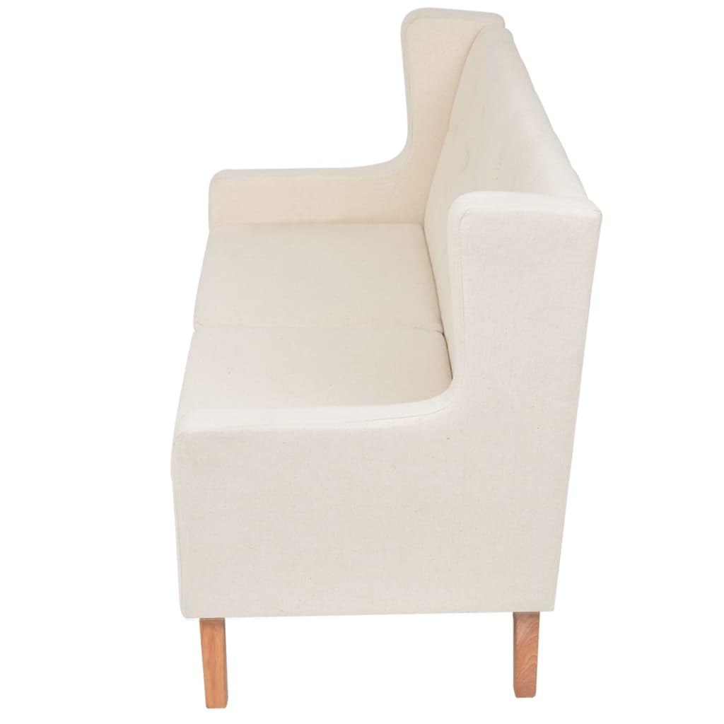 2-Sitzer Sofa Cremeweiß 140x68x90 cm aus Massivholz & Polyester, Modernes kleines Sofa für Wohnzimmer, Büro, Flur und Schlafzimmer