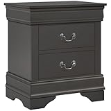 Yaheetech Fully-Assembled Nightstand with Drawers, Classic 2-Drawer Nightstand Large Bedside Table with Storage, Wooden Painted Storage Cabinet for Bedroom, 21.5″L×16″W×24.5″H, Rustic Gray