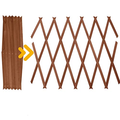 Garden Wooden Trellis 180 x 30cm BROWN Metal Rivets Expandable Plant Lattices Outdoor Climbing Growing Plants & Flowers Fence Panel Gardening Decor Support Structure