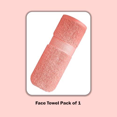 Image of Sulfar 100% Terry Ring Spun Cotton Face Towel - Quick-Dry, Highly Absorbent (480 GSM) (30 x 30 Cm) Coral Pink (Pack of 1)
