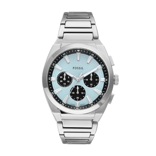 Fossil Everett Herren 44MM Silberne Edelstahluhr, FS6105