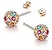Beautifully Crafted Multicolored Unique Ball Shaped 18k White/rose Gold Plated Swarovski Crystal Zircon Austria Quartz Rhinestone Earrings Pierced Eardrop Stud Bridal Wedding Engagement Jewelry