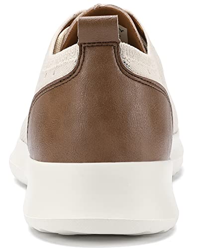 Mens Casual Dress Shoes Oxfords Fashion Sneaker Business Comfortable Breathable Mesh Knit Lightweight Walking Office Tennis Shoes Lace Up,Beige White Eu44 #TOP4