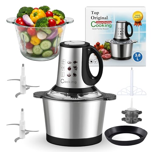 Electric Meat Grinder & Onion Chopper 3.8L 800W Stainless Steel Food Chopper for Meat Vegetables & Garlic | Powerful Electric Kitchen Grinder & Vegetable Cutter