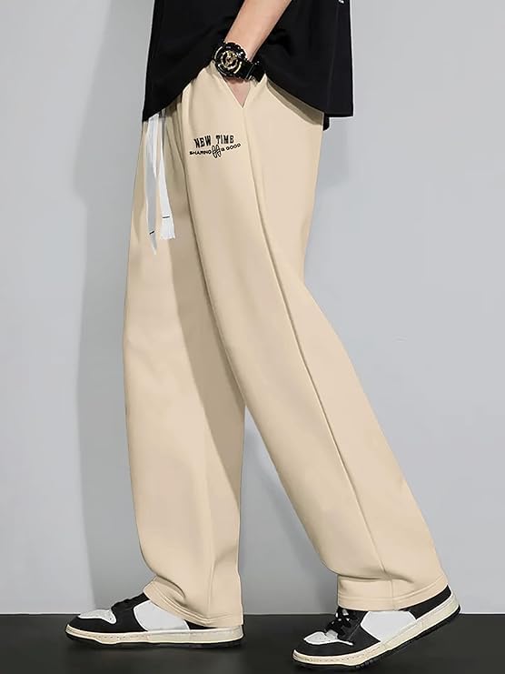 Image of Samfor Mid-Rise Stretchable Joggers in Premium Polycotton Comfort Blend for Street and Lounge Wear - Korean Style Baggy Track Pants for Men