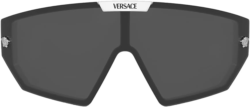 Versace VE 4461 314/87 White Plastic Shield Sunglasses Grey Lens