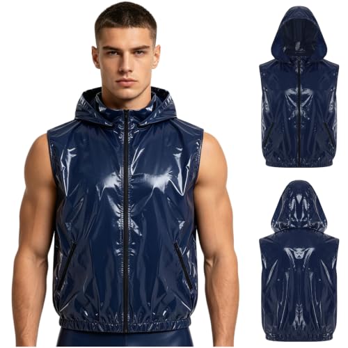 Chaleco de trabajo azul con capucha impermeable para hombre 4
