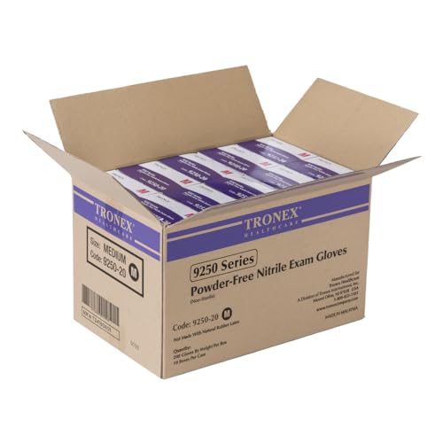 TRONEX 9250 Nitrile Disposable Gloves, Medical Grade Exam Glove, Food Preparation,Beauty, Tattoo, Fingertip Textured, Latex Free, Powder Free, Blue, X-Small, Case of 1000