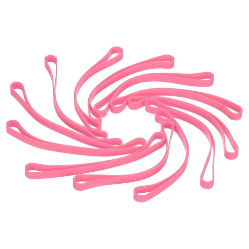 PATIKIL 7インチシリコンバンド 12個入りエラスティックラバーバンド 屋外ノートブック 本 財布 ポット ボックス用の重厚なカラフルな厚手ラバーバンド ピンク