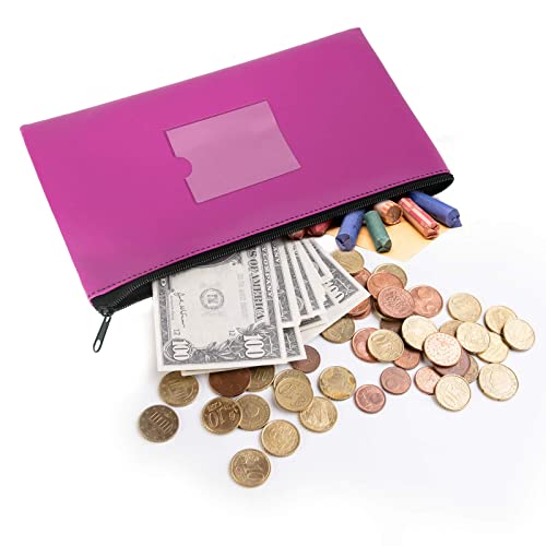 Sinzip 4 Pack Bank Deposit Money Bag, Heavy Duty Leatherette Security Zipper Wallet With Clear Window, Coin Bag, Cash Bag, Tool Pouch, Assorted Colors (4 Pack Black) #TOP1