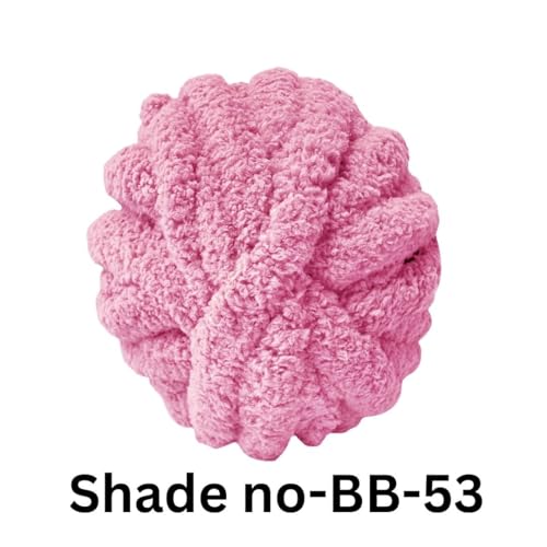 Image of VCR Bubbly Pink Yarn, 200 Grams Big Chunky Hank, 22 Meters Length, Suitable for Knitting Blankets and Pillows, 100% Polyester Yarn Ball for Crochet DIY, Soft Threads, Pack of 1