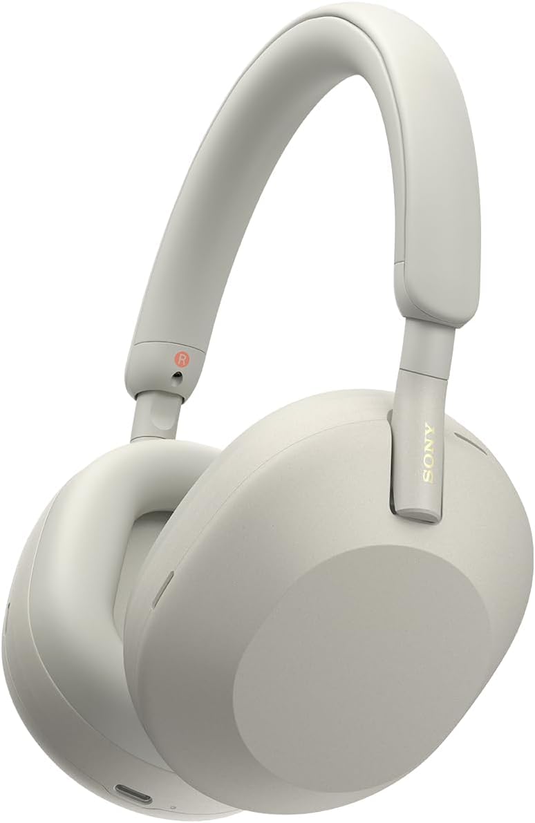 SonyWH-1000XM5 Premium Noise Cancelling Wireless Over-Ear Headphones, Bluetooth, Clear Call Quality, Hi-Res Audio, Up to 30hr Battery Life, Includes Hard Case, iOS & Android - SilverReducing CO2