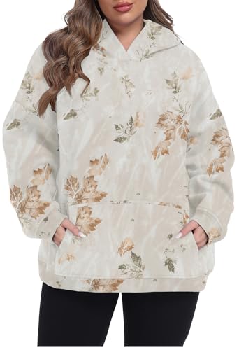 OLRIK Women Plus Size Hoodies Fleece-Lined Thick Sweatshirts with Kangaroo Pocket Cozy Hooded Pullover Fall Winter