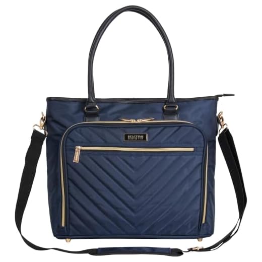 Kenneth Cole Reaction Chelsea Quilted Chevron 15" Laptop & Tablet Business Tote With Removeable Shoulder Strap, Navy