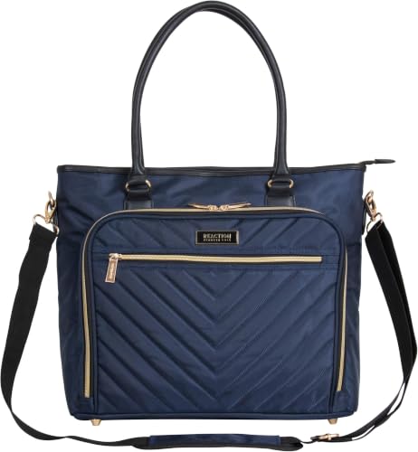 Image of KENNETH COLE Reaction Chelsea Quilted Chevron 15 inch Laptop & Tablet Business Tote With Removeable Shoulder Strap | Quilted