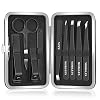 MORGLES Tweezers Set and Nail Clippers, 9 Pcs Stainless Steel Tweezers Kit for Men Professional Manicure Set for Men Grooming Kit With Leather Travel Case