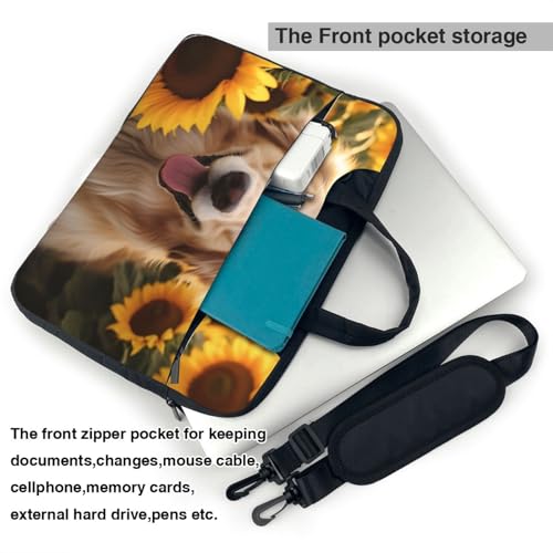Maletín para portátil Dog and Sunflower para hombre y mujer miniatura 3