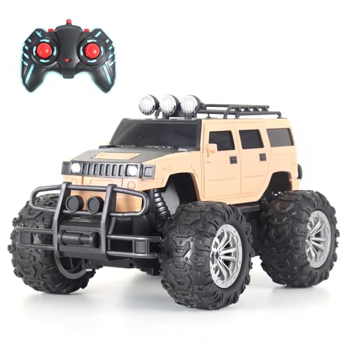Image of popsugar Off Roader Rechargeable Remote Control Car | RC Car Monster Truck | 4 Headlight Modes | Lithium Battery | C-Type Charging | 2.4GHz Remote Controller | Made in India, Baige